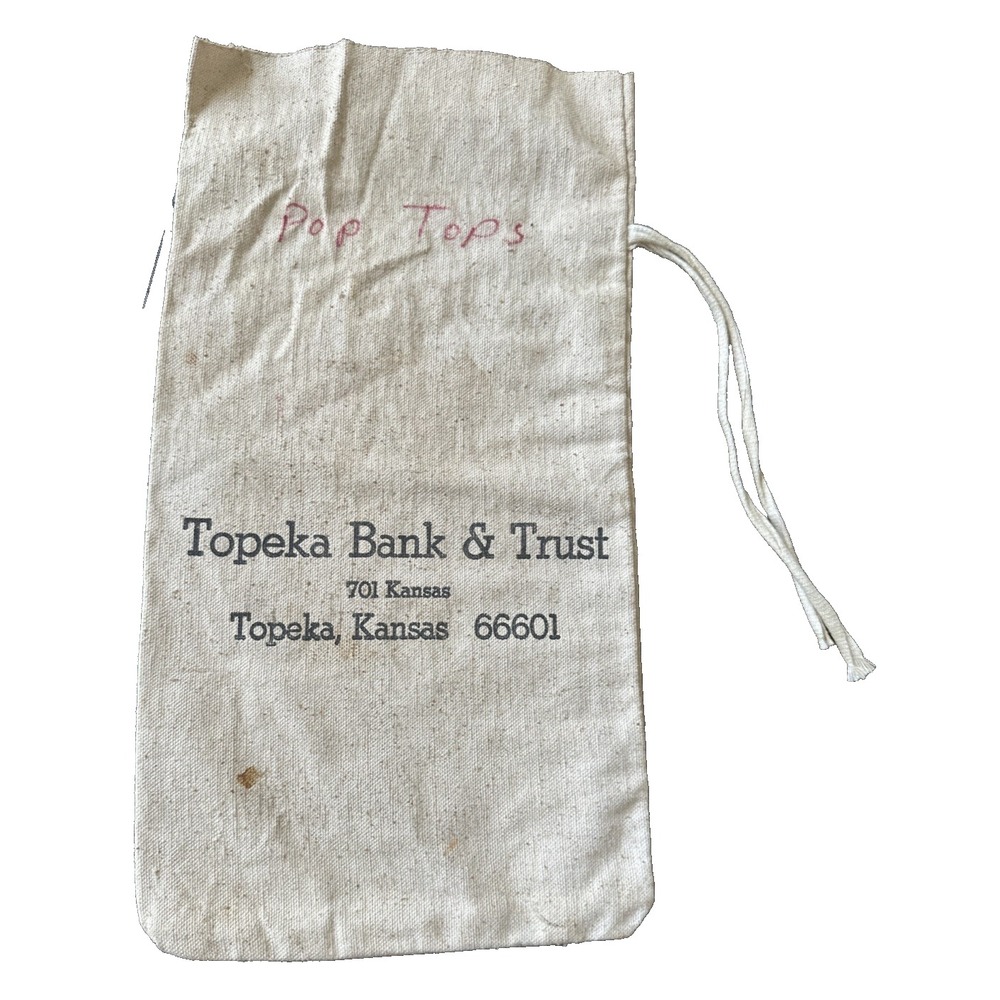 Vintage Bank Bag Topeka Bank & Trust Topeka, Kansas Canvas Money Sack